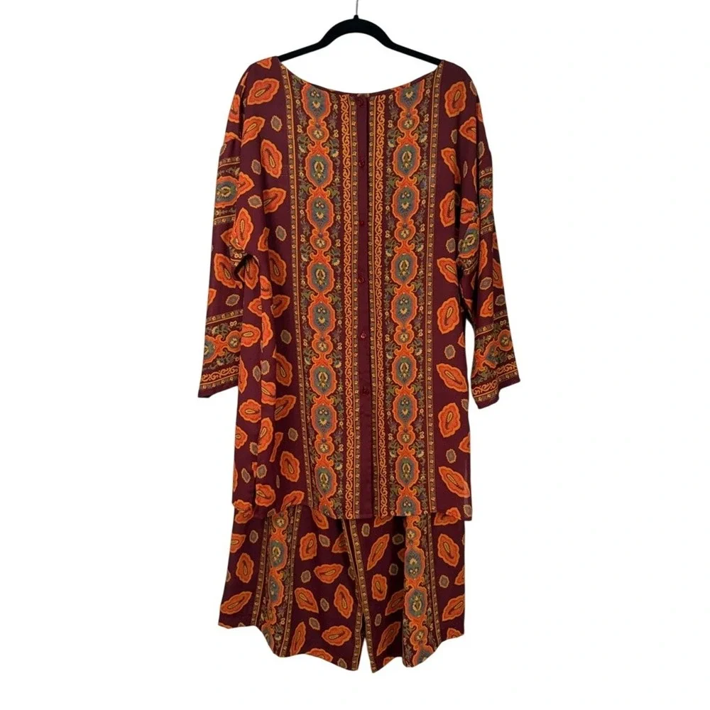 Victorias Secret Collection 90'S‎ Paisley Print Shirt Wide Leg Pants Set M